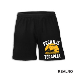 Pecanje Je Moja Terapija - Narandžasti Mesec - Fishing - Šorc