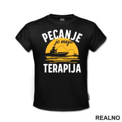 Pecanje Je Moja Terapija - Narandžasti Mesec - Fishing - Majica