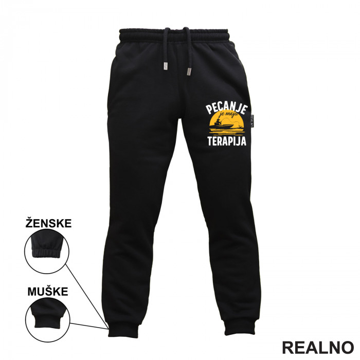 Pecanje Je Moja Terapija - Narandžasti Mesec - Fishing - Trenerka - Donji deo Pecanje Je Moja Terapija - Narandžasti Mesec - Fishing - Trenerka - Donji deo