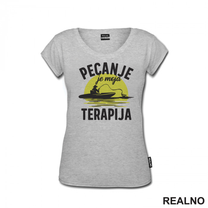 Pecanje Je Moja Terapija - Narandžasti Mesec - Fishing - Majica