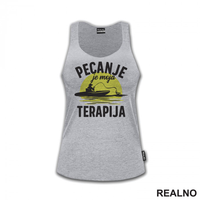 Pecanje Je Moja Terapija - Narandžasti Mesec - Fishing - Majica