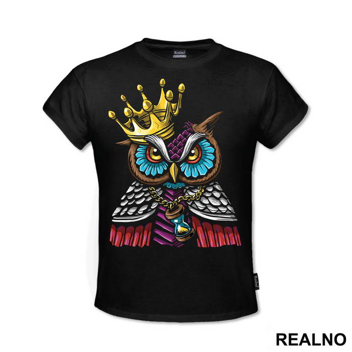 Owl With A Crown And An Hourglass - Životinje - Majica