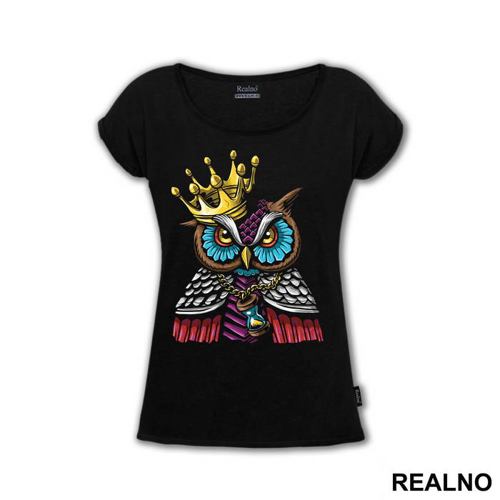 Owl With A Crown And An Hourglass - Životinje - Majica