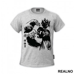 Goku In Front Of Tsunami - Dragon Ball - Majica