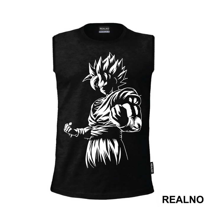 OUTLET - Crna bez rukava muška majica veličine L - Goku