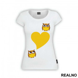Two Owls And Yellow Heart - Ljubav - Majica Two Owls And Yellow Heart - Ljubav - Majica