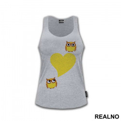Two Owls And Yellow Heart - Ljubav - Majica Two Owls And Yellow Heart - Ljubav - Majica