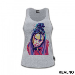 Face Polygonal Art - Billie Eilish - Muzika - Majica