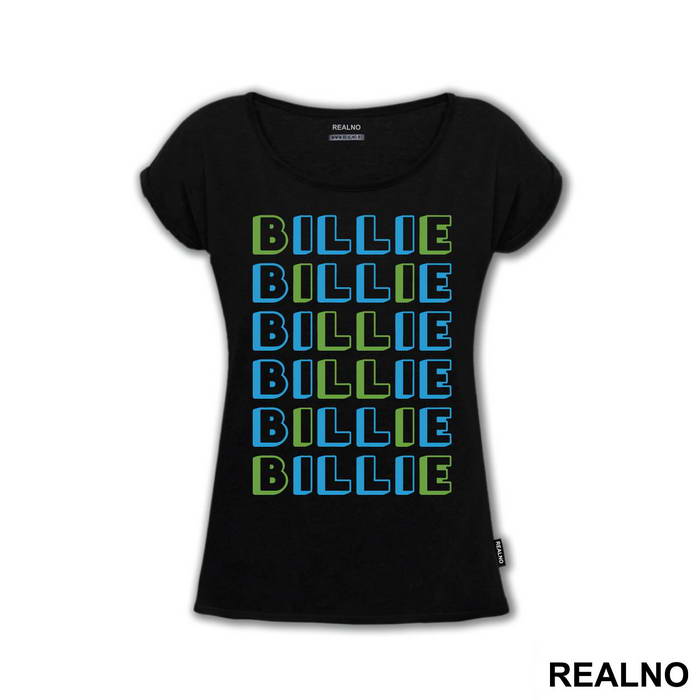 Green And Blue Text - Billie Eilish - Muzika - Majica