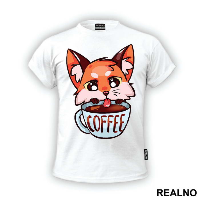 Fox Drinking Coffee - Životinje - Majica