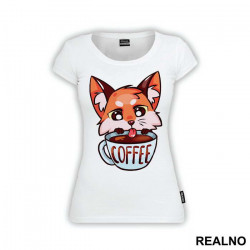 Fox Drinking Coffee - Životinje - Majica