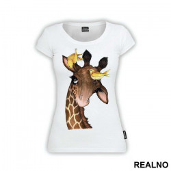 Giraffe And Two Yellow Birds - Životinje - Majica