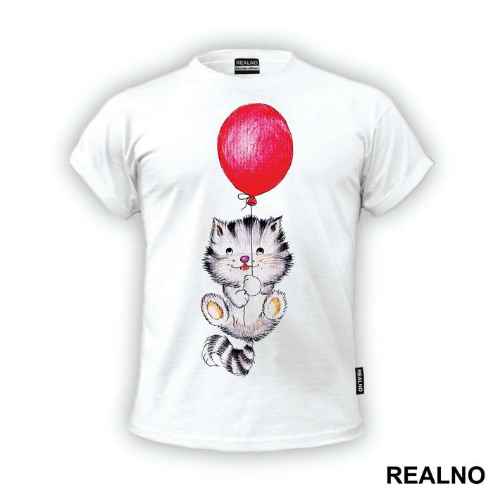 Kitten With A Red Balloon - Životinje - Majica
