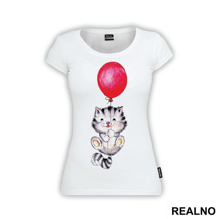 Kitten With A Red Balloon - Životinje - Majica