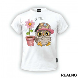 For You - Owl And Pink Flower - Životinje - Majica