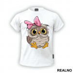 Owl With Pink Bow - Životinje - Majica