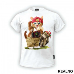 Cat And An Owl Friends - Životinje - Majica