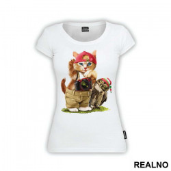 Cat And An Owl Friends - Životinje - Majica