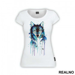 Blue Wolf Dripping Paint - Životinje - Majica