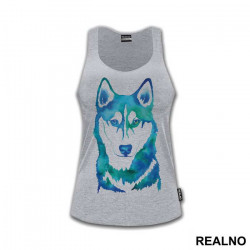 Blue Husky Painting - Životinje - Majica