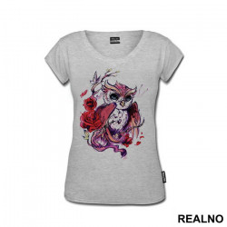 Owl With Roses - Životinje - Majica