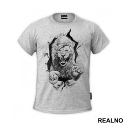 Lion Breaking Through - Životinje - Majica