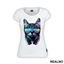 Cat With Headphones And Glasses - Životinje - Majica