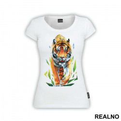 Tiger Walking Over Leaves - Životinje - Majica