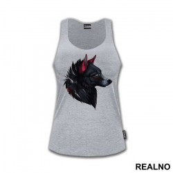 Red Female Wolf Portrait - Životinje - Majica