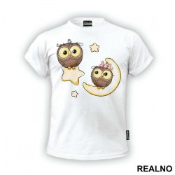 Owls With The Moon And Stars - Životinje - Majica