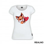 Fox Holding A Pink Heart - Životinje - Majica