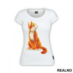 Orange Cat Looking Up - Životinje - Majica