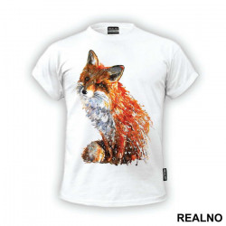 Fox Sitting Painting - Životinje - Majica