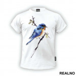 Blue Bird Standing On A Branch - Životinje - Majica