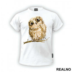 Brown Owl On A Branch - Životinje - Majica