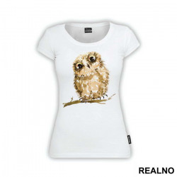 Brown Owl On A Branch - Životinje - Majica