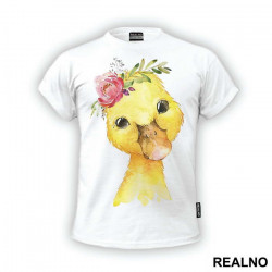 Baby Duck With Flowers On Its Head - Životinje - Majica