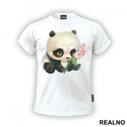 Baby Panda Holding Flowers - Životinje - Majica
