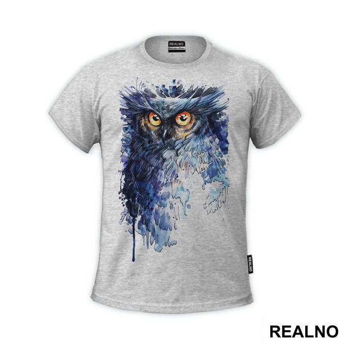 Blue Owl Painting - Životinje - Majica