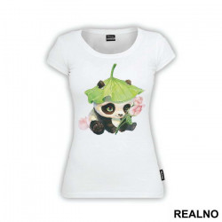 Baby Panda Wearing A Flower Hat - Životinje - Majica