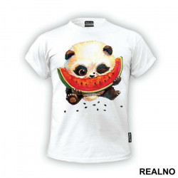 Baby Panda Eating A Slice Of Watermelon - Životinje - Majica