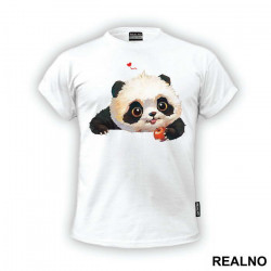 Baby Panda Eating An Apple - Životinje - Majica