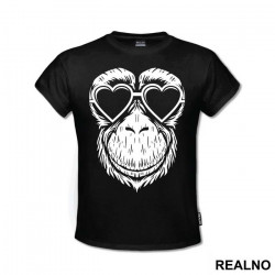 Monkey Wearing Heart Glasses - Životinje - Majica