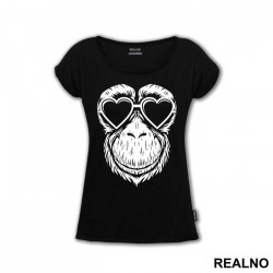 Monkey Wearing Heart Glasses - Životinje - Majica