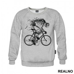 Skeleton Riding A Bike - Art - Duks