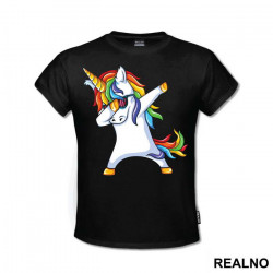 OUTLET - Crna dečija majica veličine 12 - Jednorog