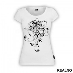 Fox Girl Black Abstract - Art - Majica