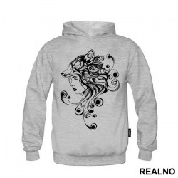 Fox Girl - Black Abstract - Art - Duks