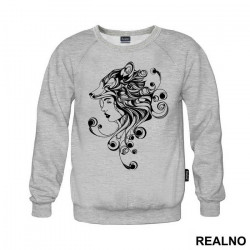 Fox Girl - Black Abstract - Art - Duks