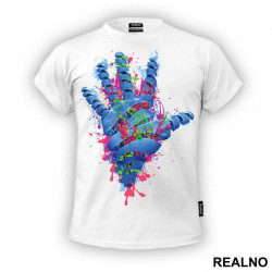 Nature Vs Humans Nature Eruption From Blue Hand - Art - Majica